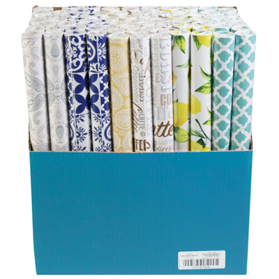 Shelf Liner Adheso - Asst Prints 18in X 1.5yd Display#1.5d-asst59-72