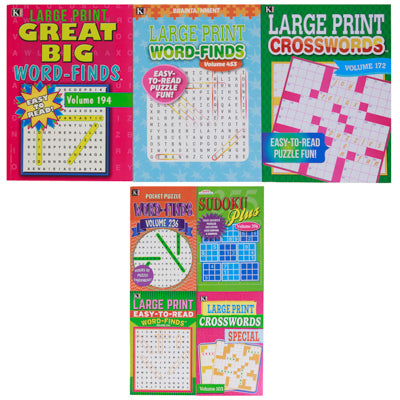 Puzzle Books 7 Assorted Titles 48 Large Print Floor Display