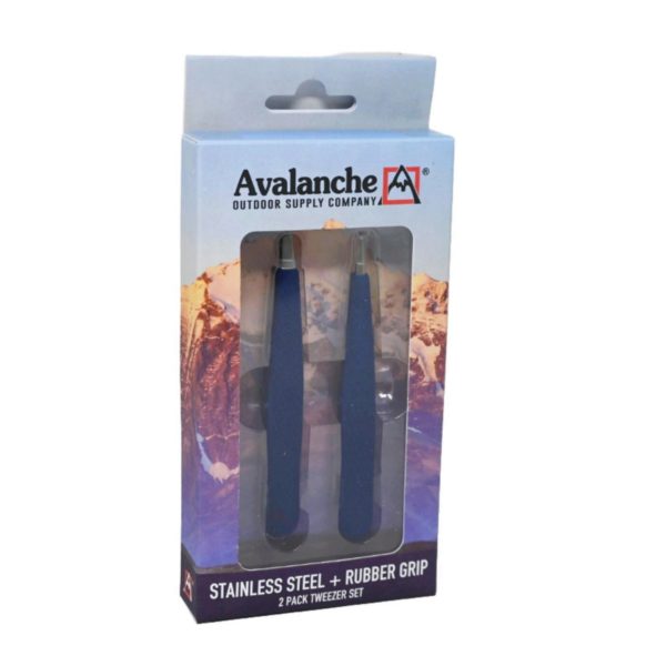 Avalanche 2 Pack Staineless Steel Tweezer Set with Rubber Grip in Purple