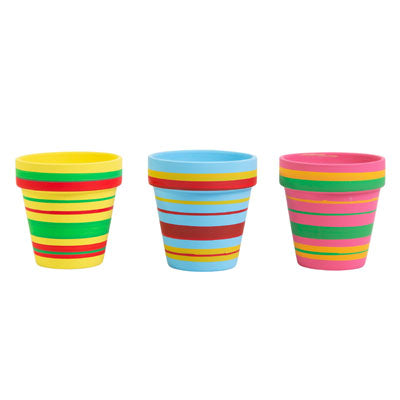 Planter Chalkboard Striped 3ast 4x4in Tera Cotta/upc Label