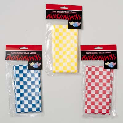 Bbq/deli Basket Tray Liners Waxed 15ct 11.8 X 11.8in 3ast Gingham Yellow/red/blue