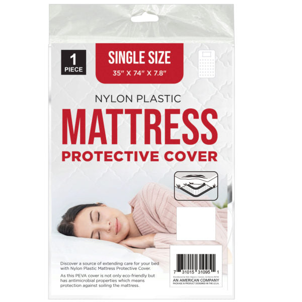 Single Size Twin Mattress Nylon Plastic Protective Cover 35" x 74" x 7.8"