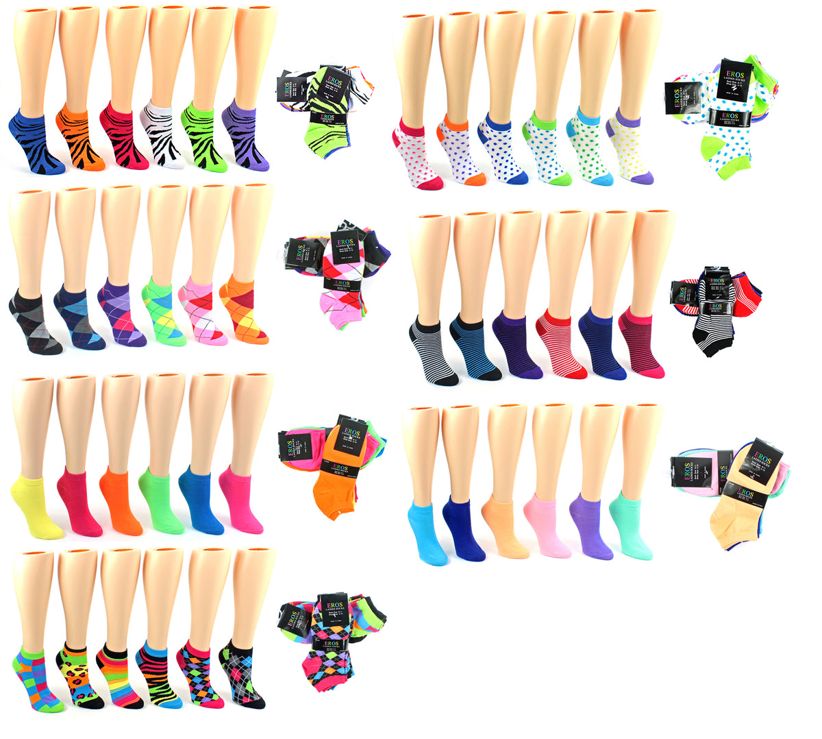Women's Low Cut Novelty Socks - Assorted Prints - Size 9-11