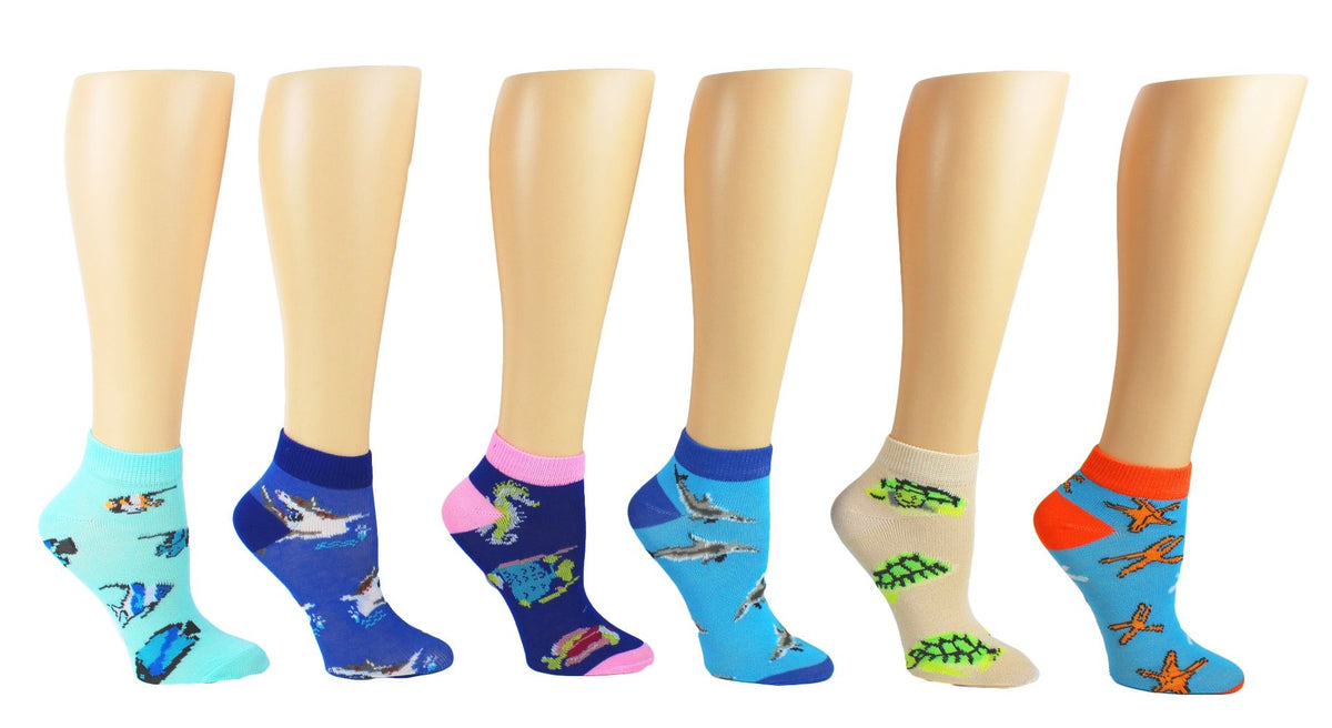 Toddler Boy's & Girl's Low Cut Novelty Socks - Sea Life Print - Size 2-4