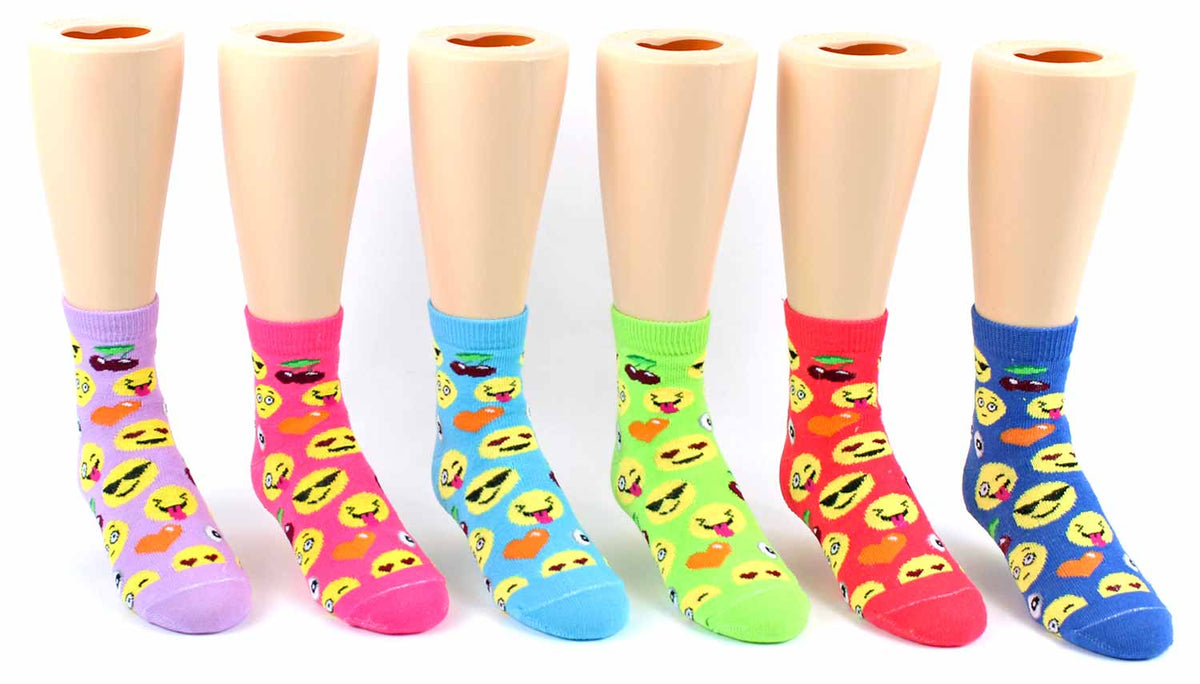 Toddler's Novelty Crew Socks - Emoji Print - Size 2-4