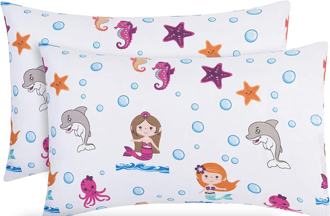 Toddler Travel Pillowcases - Undersea Mermaid Adventure Print - 2-Pack