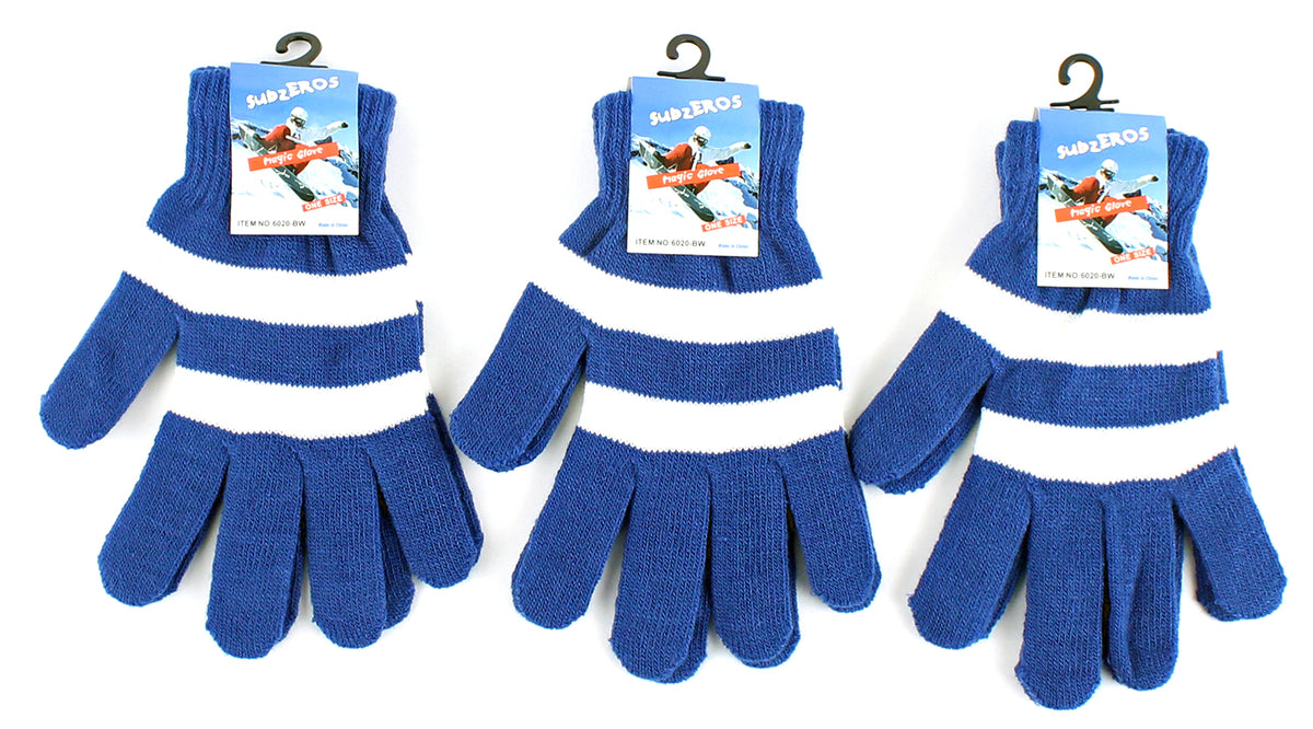 Adult Stretch Knit Winter Gloves - Blue/White & Gray/Black