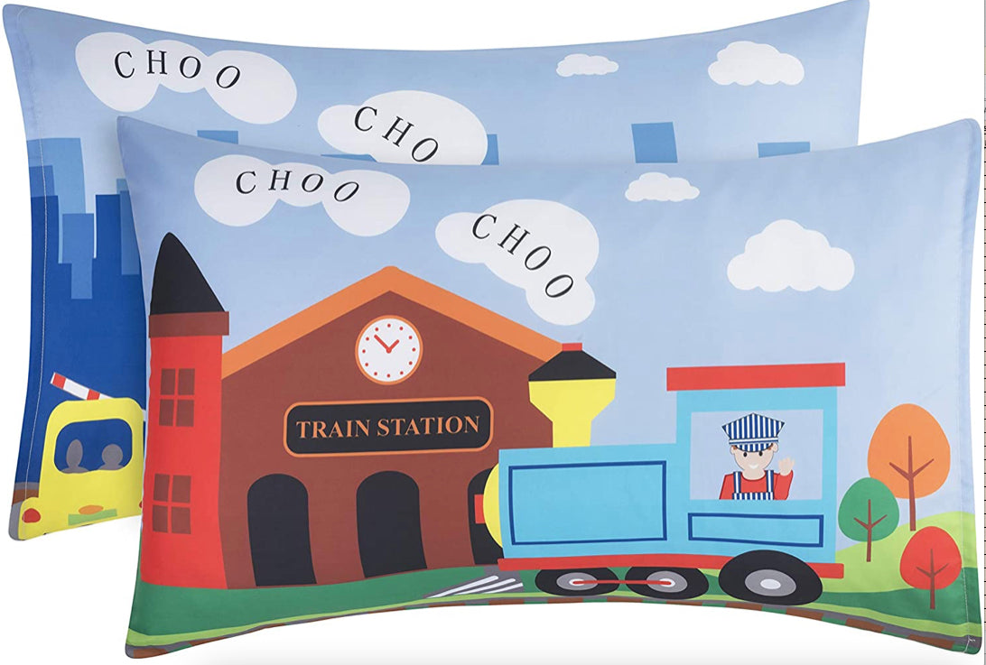 Train Printed Pillowcase Sets - 2-Pack