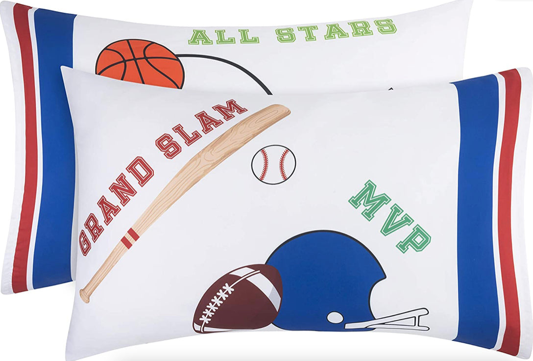 Sports Printed Pillowcase Sets - 2-Pack