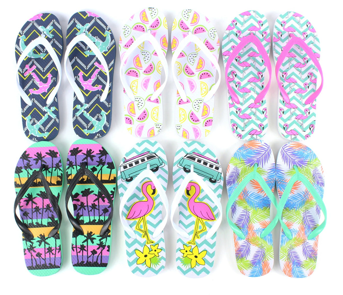 Women's Flip Flops - Miami Beach Deco Prints