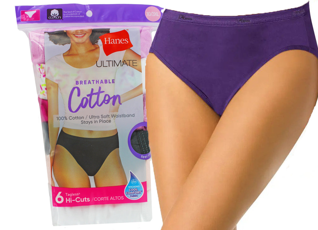 Hanes Women's Hi-Cut Bikini Underwear - 6-Pack