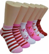Women's Low Cut Novelty Socks - BCA Ribbon & Stripe Print - Size 9-11