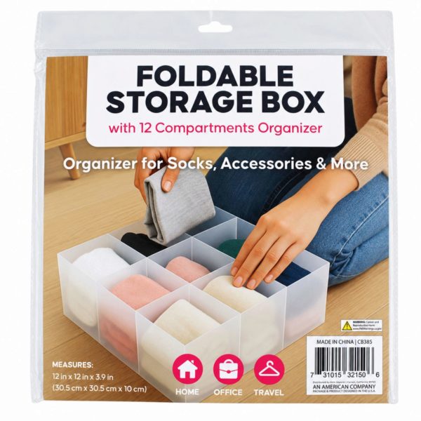 Foldable Storage Box with 12 Compartments Organizer