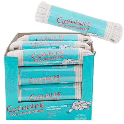 Clothesline 50ft Cotton W/ Poly Fiber Shrink W/ Label In 24pc Pdq