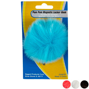 Locker Hook Magnetic W/fluffy Pom Pom 4ast Colors Stat Tcd