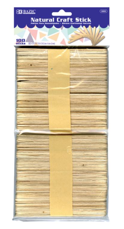 Natural Wooden Craft Stick - 100-Pack