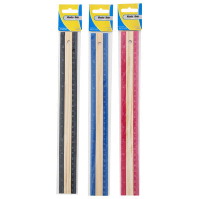 Ruler Wood 3 Ast Colors Black/pink/blue Stat Pbh