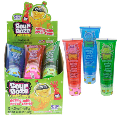 Candy Ooze Tube 12ct 4oz 3 Flavors Counter Display