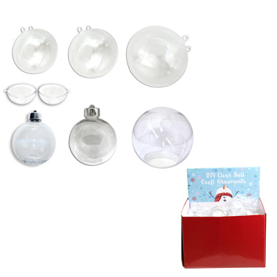 Ornament Clear Diy Craft Fillable 6ast 2.75-3.94in/48pc Pdq Top Fill/side Fill/snow Globe