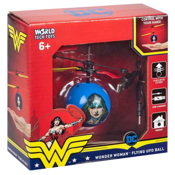 World Tech Toys DC Justice League Wonder Woman Motion Sensing Rechargeable UFO Ball Helicopter