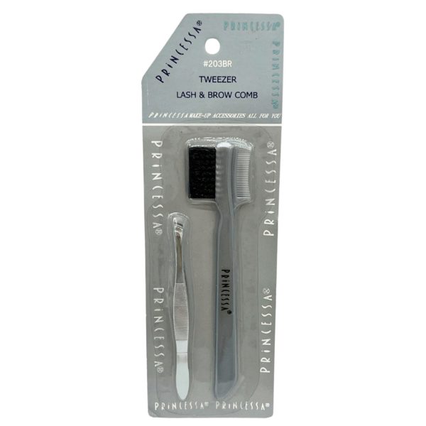 Princessa 2 Piece Tweezer with Lash & Brow Comb Set