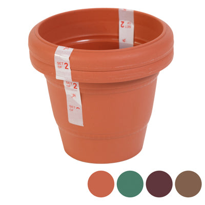 Planter 2pk Round 6" X 4.5"h 4 Asstd Colors In Pdq#lilly 6