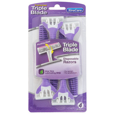 Razors 4pk Pivot Head Womens Triple Blade Xtracare Carded