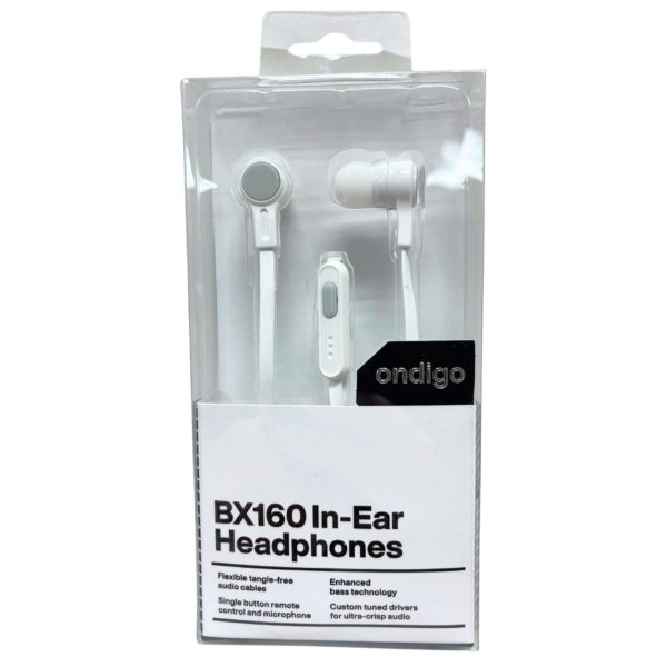Ondigo Bx160 in Ear Headphones with Button Remote and Mic in White