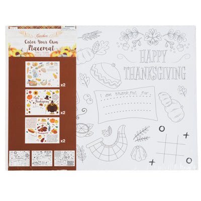 Placemat Harvest Color Your Own 6pk/3 Designs Shrink/wrap Card