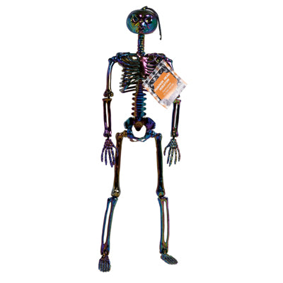 Skeleton Pumpkin Head Electroplated 15.75in H Hlwn / Ht