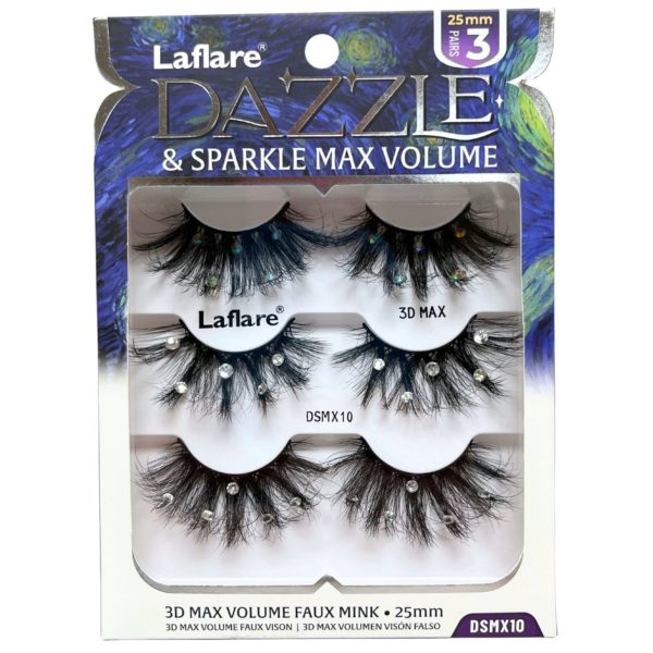 LaFlare Dazzle & Sparkle 3D Wispy Gem Enhanced 3 Pack Lashes