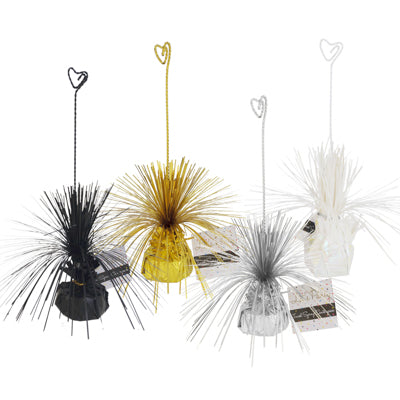 Tinsel Spray Centerpiece Balloon Weight/placecard Hold 4ast Clrs Party Ht