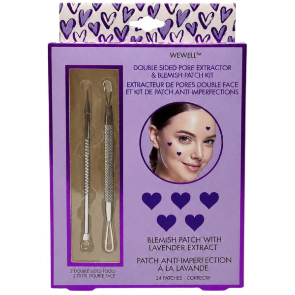 Blemish Extractor Tool Kit with 24 Blemish Patches in Lavender