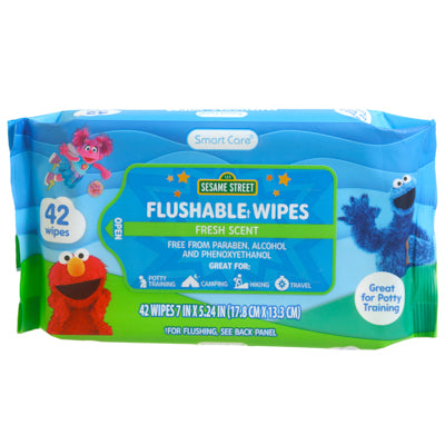 Wipes Flushable 42ct Fresh Scent Sesame Street