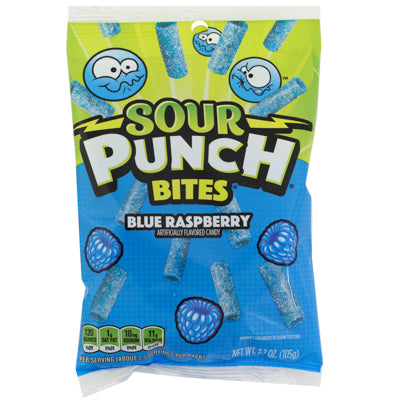 Sour Punch Blue Raspberry Bites 3.7 Oz Hanging Bag