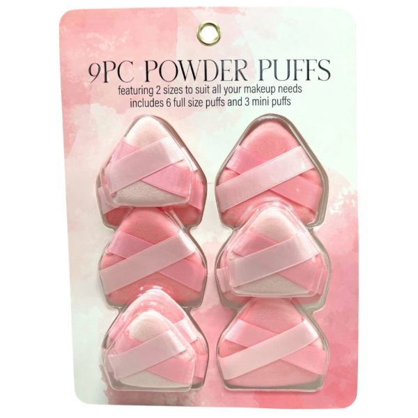 Beauty Fusion 9 Piece Dusty Rose Double Ribbon Powder Puffs