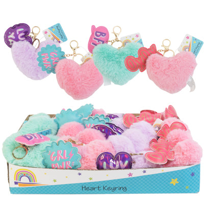 Plush Heart Keyring W/sentiment Dangle 4 Asst 24pc Pdq