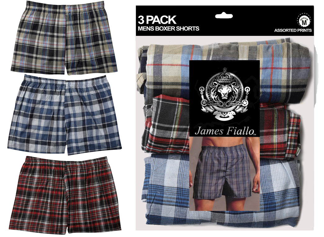 Men's Boxers - Plaid Prints - 3-Packs - Sizes Small-XL