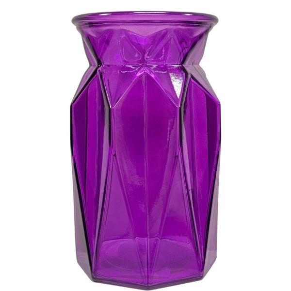 7” x 4” Pressed Pattern Purple Ginger Glass Vase
