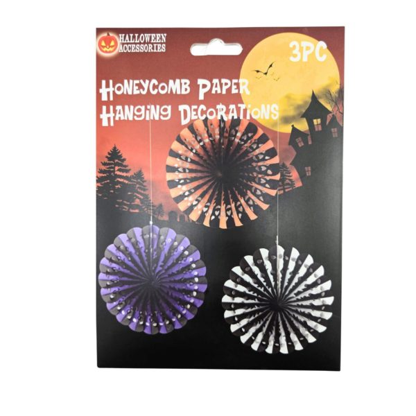 Set of 3 Halloween Honeycomb Paper Hanging Decorations