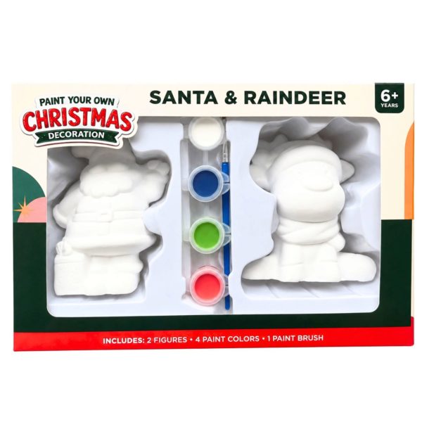 DIY Paint Your Own Santa and Reindeer Christmas Figurine Set
