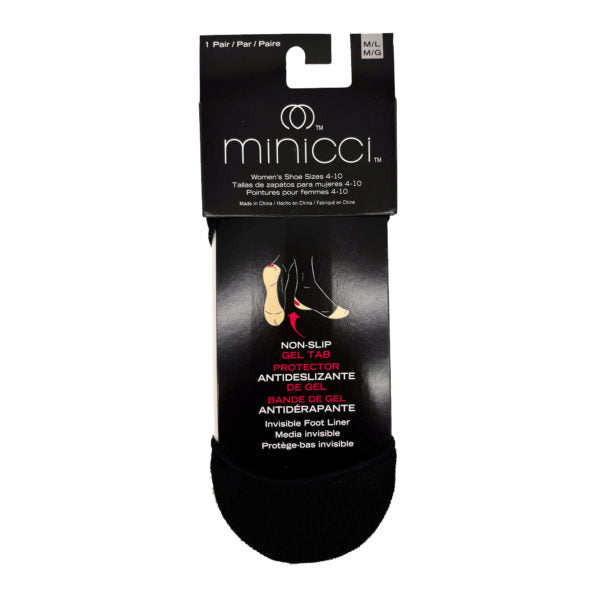 Minicci 1 Pack Black Hourglass Liner Socks Size M/L 4-10