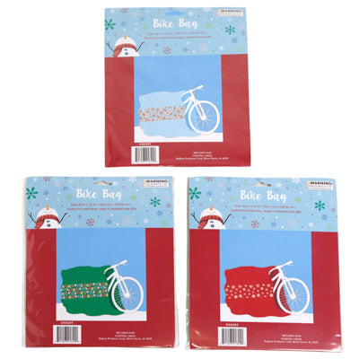 Gift Bag Bike 60x72in Plastic 3ast Christmas Design Pb/insert