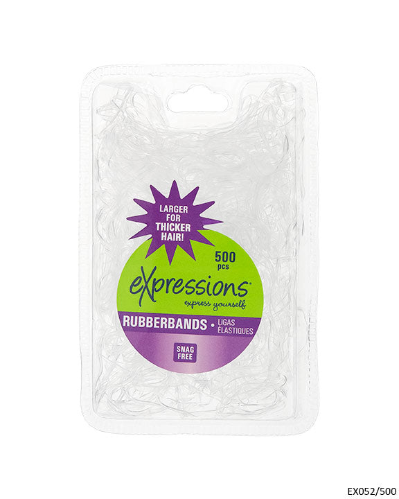 Large Hair Elastic Rubber Bands - Clear - 500-Pack