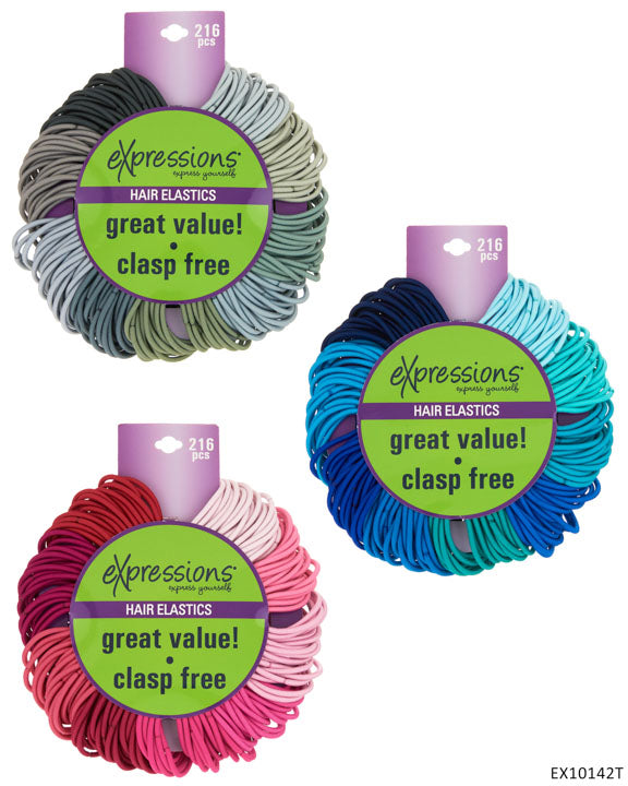 Hair Elastics - Tonal Colors - 216-Pack