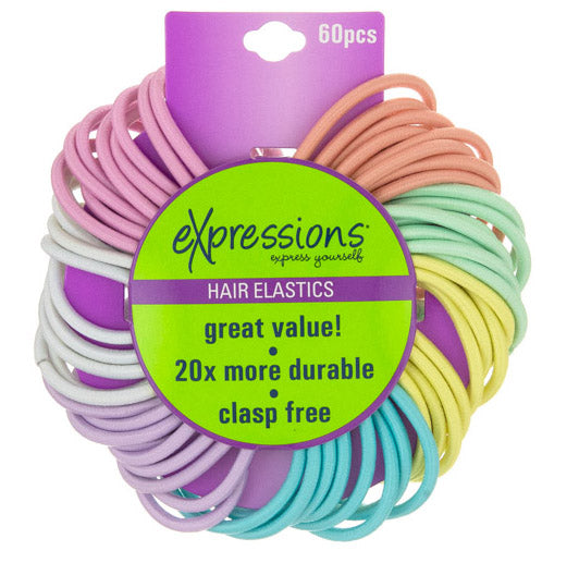 Pastel Hair Elastic Set - 60-Pack