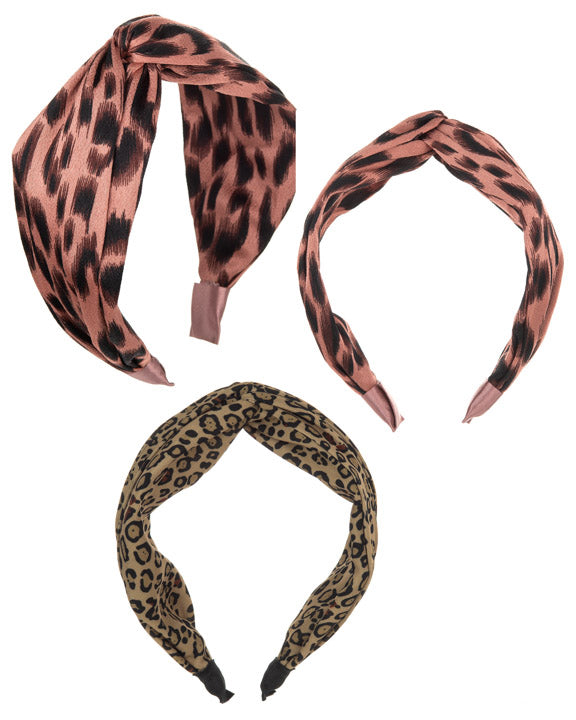 Women's Turban Knot Headbands w/ Leopard Print