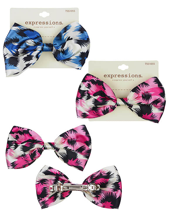 Large Printed Bow Hair Barrettes