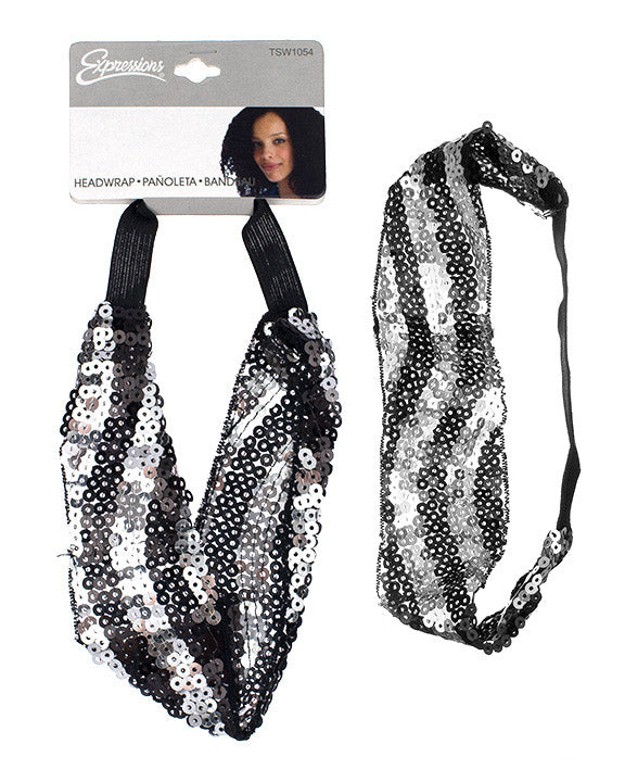 Hair Fashion Striped Sequin Head Wraps