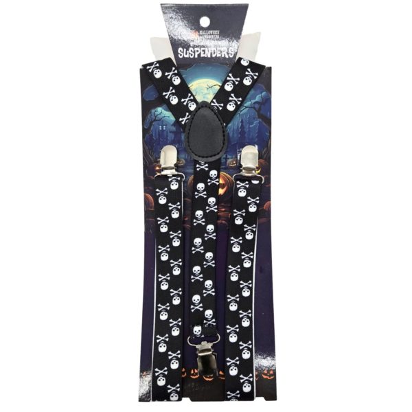 Halloween Skull and Crossbones Elastic Suspenders